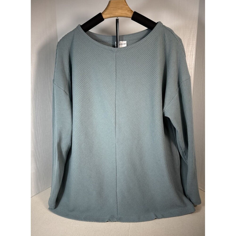 Women's Plus Target Textured Ava & Viv Light Green Long Sleeve Shirt - Size X